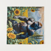 Tenture Gorille Ape Dans Un Champ De Tournesol (Devant (Horizontal))