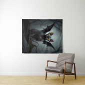Tenture Goth Black Elf Sphynx Chat Art Bat Ailes Décor (En situation (horizontale))