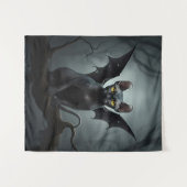 Tenture Goth Black Elf Sphynx Chat Art Bat Ailes Décor (Devant (Horizontal))