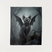 Tenture Goth Black Elf Sphynx Chat Art Bat Ailes Décor (Devant)