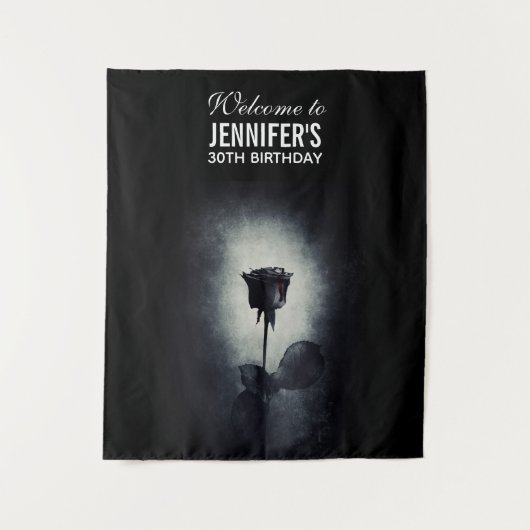 Tenture Goth Black Rose qui dégouline de sang Macabre Anni (Devant)