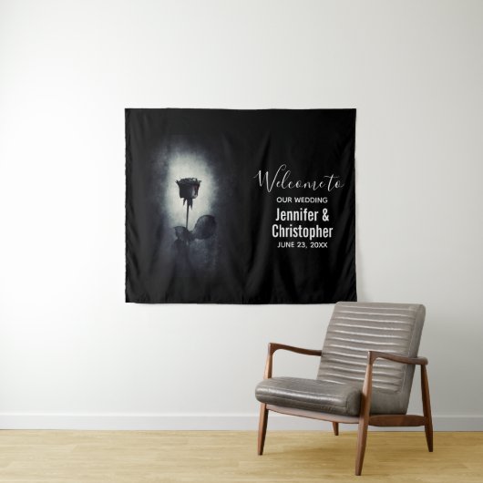 Tenture Goth Rose noir goutte de sang Mariage Macabre (En situation (horizontale))