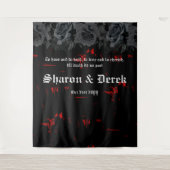 Tenture Gothic Black Red Grunge Texturé | Roses Noires (Devant)