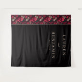 Tenture Gothic Red Floral Skulls and Flowers (Devant (Horizontal))