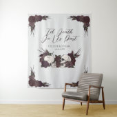 Tenture Gothic Til Death Light Gray Floral Skull (En situation)