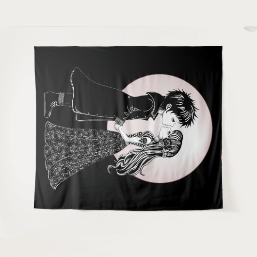 Tenture Gothique Emo Enfants Kiss Valentine's Day (Devant (Horizontal))