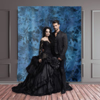 Gothique Moody Damask Noir & Bleu Vintage Damask
