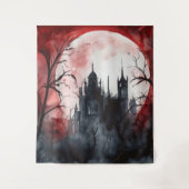 Tenture Gothique Moody Dark Castle & Pleine lune rouge (Devant)