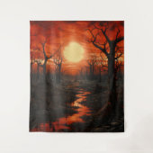 Tenture Gothique Moody Dark Red Blood Moon & Arbres Éffray (Devant)