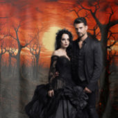 Tenture Gothique Moody Dark Red Blood Moon & Arbres Éffray