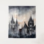 Tenture Gothique Moody Dark Watercolor Sunset Mansion (Devant)