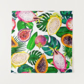 Tenture Gouache motif sans faille avec feuilles tropicaux  (Devant (Horizontal))