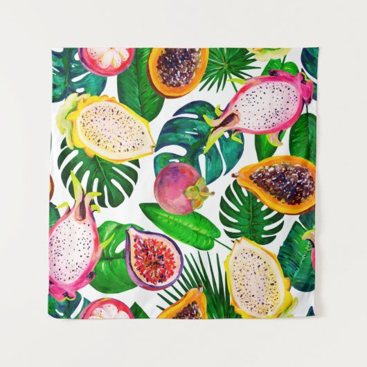 Tenture Gouache motif sans faille avec feuilles tropicaux  (Devant)