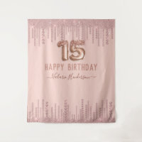 Gouttes de diamant rose pâle Joyeux 15e anniversai