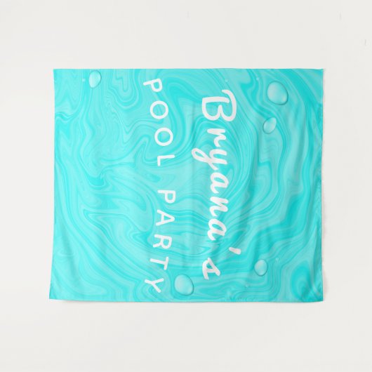 Tenture Gouttes d'eau bleues Fête d'anniversaire de piscin (Devant (Horizontal))