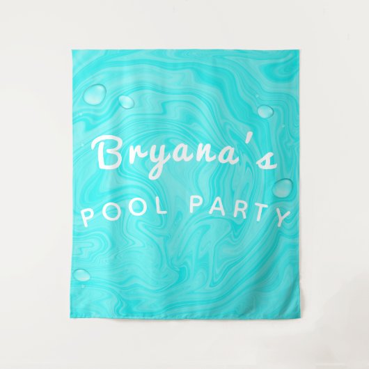 Tenture Gouttes d'eau bleues Fête d'anniversaire de piscin (Devant)
