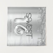 Tenture Gouttes élégantes argentées Sweet 16 (Devant (Horizontal))