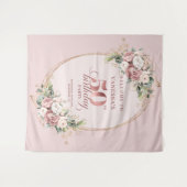 Tenture Graceful Blush Floral Greenery 50th Birthday Backd (Devant (Horizontal))