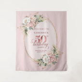 Tenture Graceful Rose Gold Greenery 50th Birthday Celebrat (Devant)
