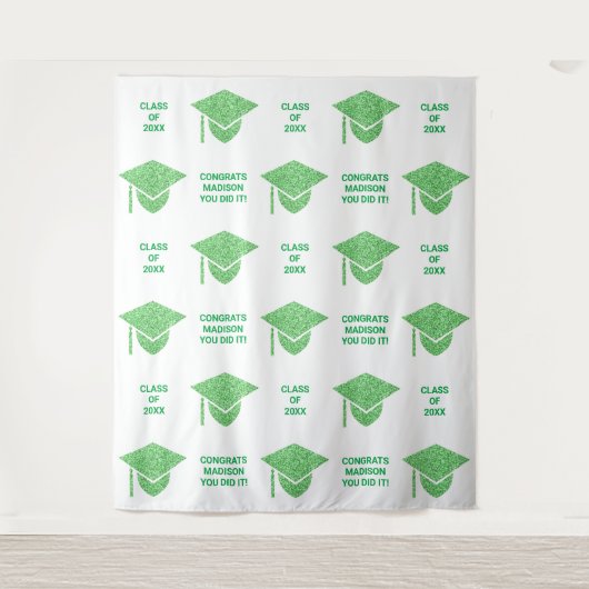 Tenture Grad Glam Vert Casquette Chic Parti Selfie Photo B (Devant)