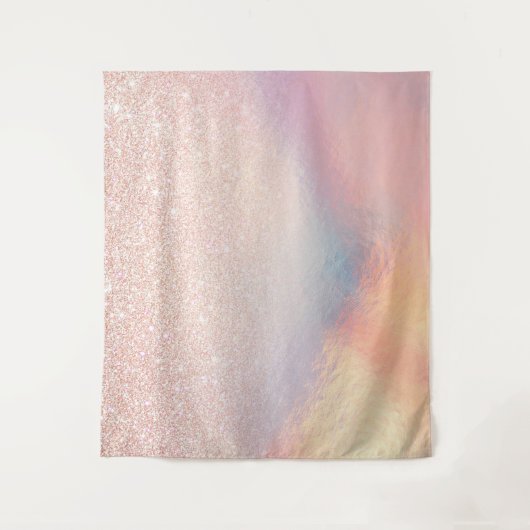 Tenture Gradient holographique de Rose Gold Glitter Irides (Devant)