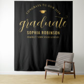 Tenture Graduate Gold Black Graduation Party 2024 (En situation)