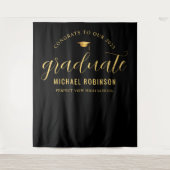 Tenture Graduate Gold Black Graduation Party 2025 (Devant)