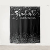 Tenture Graduate Modern Silver Script Graduation Party (Devant)