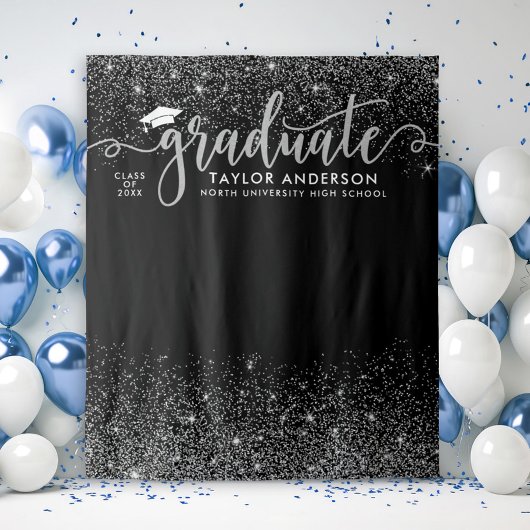 Tenture Graduate Modern Silver Script Graduation Party