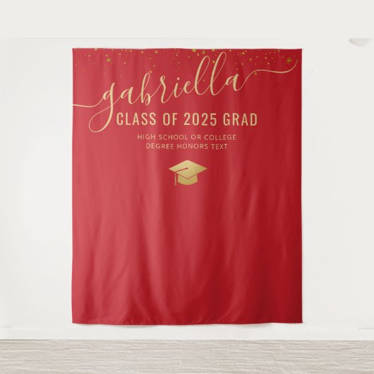 Tenture Graduation 2023 Rouge Photo Booth Selfie fond (Devant)