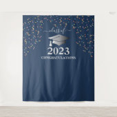 Tenture Graduation 2023 Royal Blue Confetti Argent (Devant)