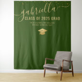 Tenture Graduation 2025 Green Photo Booth Selfie fond (En situation)