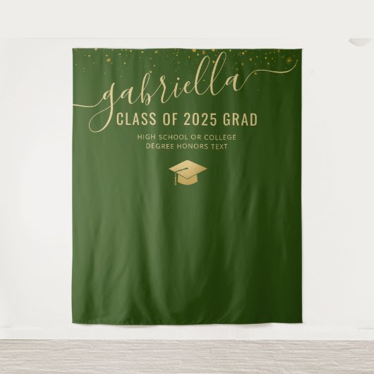 Tenture Graduation 2025 Green Photo Booth Selfie fond (Devant)