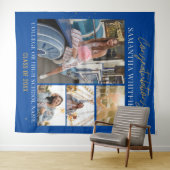 Tenture Graduation 2025 Photo Collage bleu fond (En situation (horizontale))