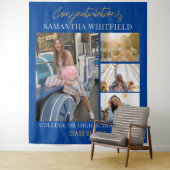 Tenture Graduation 2025 Photo Collage bleu fond (En situation)