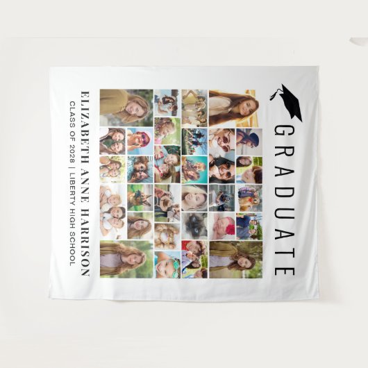 Tenture Graduation 30 Photo Collage Photo Booth Backdrop (Devant (Horizontal))