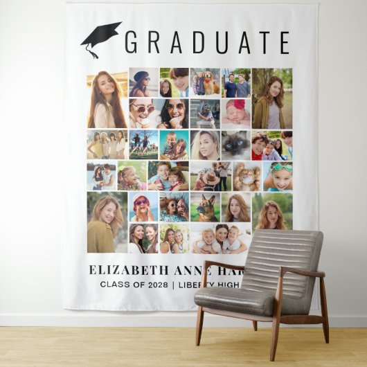 Tenture Graduation 30 Photo Collage Photo Booth Backdrop (En situation)