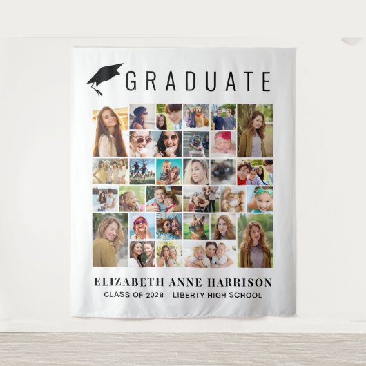 Tenture Graduation 30 Photo Collage Photo Booth Backdrop (Devant)