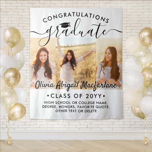 Tenture Graduation 3 Collage de photos Grand fond moderne