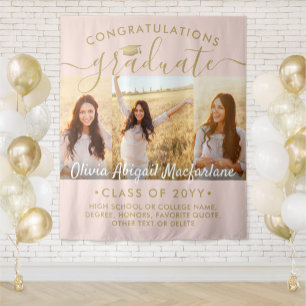 Tenture Graduation 3 Collage photo Grand Blush Rose & Or