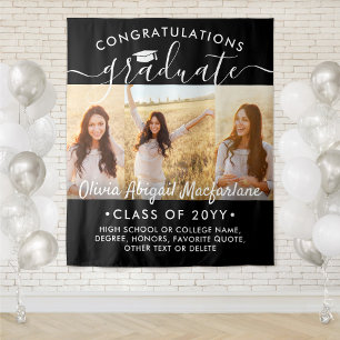 Tenture Graduation 3 Collage photo Grand fond noir