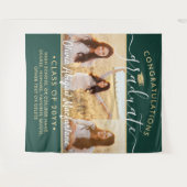 Tenture Graduation 3 Collage photo Grand Vert et Or (Devant (Horizontal))