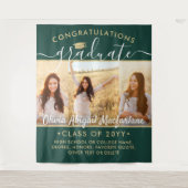 Tenture Graduation 3 Collage photo Grand Vert et Or (Devant)