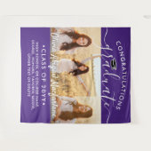 Tenture Graduation 3 Photo Collage Purple & Blanc fond (Devant (Horizontal))
