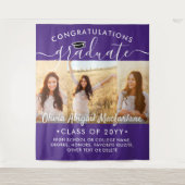 Tenture Graduation 3 Photo Collage Purple & Blanc fond (Devant)