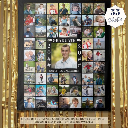 Tenture Graduation 55 Photo Collage Couleur personnalisée