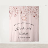 Tenture Graduation fête blush rose or diplômé (Devant)