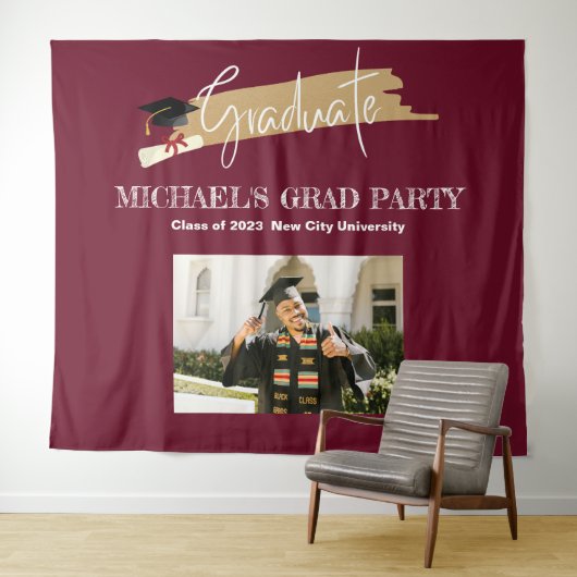 Tenture Graduation Magenta Simple Photo Booth Arrière-plan (En situation (horizontale))