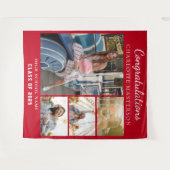 Tenture Graduation moderne 2025 Photo Collage Rouge fond (Devant (Horizontal))