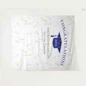 Tenture Graduation moderne Faux Streamers fond bleu (Devant (Horizontal))